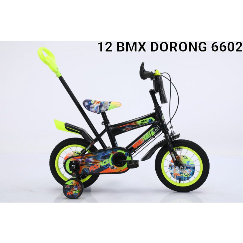 Sepeda Bmx 12&quot; ban pompa angin SETIR DORONGAN BAN POMPA ANGIN stir bisa lepas ada roda bantu 2 sd 4 tahun.