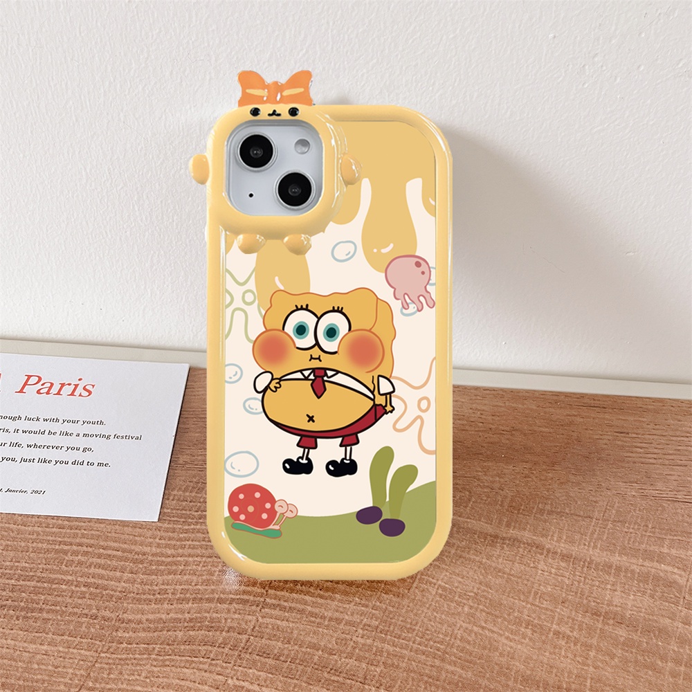 Realme 10 C55 C33 C35 C31 C30 C21Y C25Y 9i 6i 5s 5i 7i C15 C25 C25 C11 C20 C3 C2 C1 Narzo 50A Case Pelindung Lensa Monster Kecil Lucu Kartun Spongebob TPU Soft Cover RIXUAN