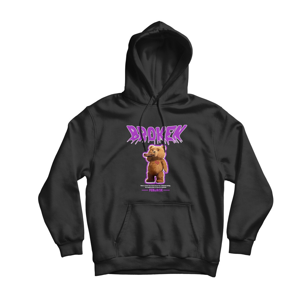 Sweaterpolos Hoodie Jumper BROOKEN BEAR ( Sablon ) Unisex Pria &amp; Wanita