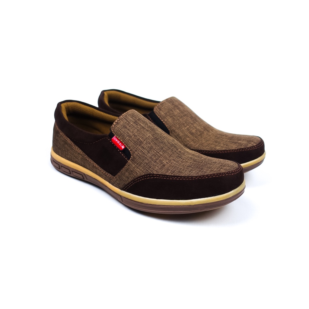 Sepatu Slip On Pria Virale Keren Casual Terbaru KG 01 HT ABU