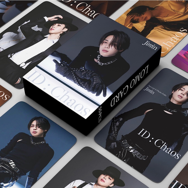 55pcs / Kotak Kartu Pos LOMO Foto BTS JIMIN Untuk Koleksi