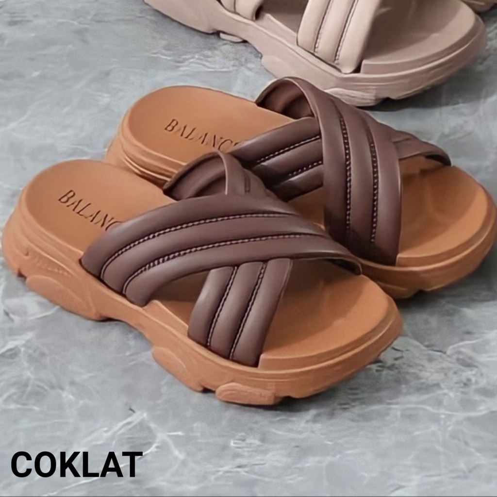 (COD) Sandal Jelly Wanita Wedges Tinggi Tali Silang Balance 2201-K6