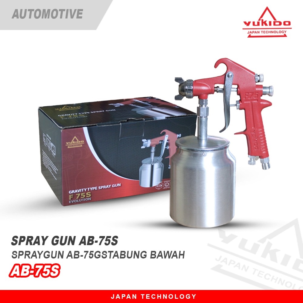 SPRAY GUN F75 TABUNG BAWAH / ALAT SEMPROT CAT F75 TABUNG BAWAH / SPRAY GUN F75-S MERK YUKIDO