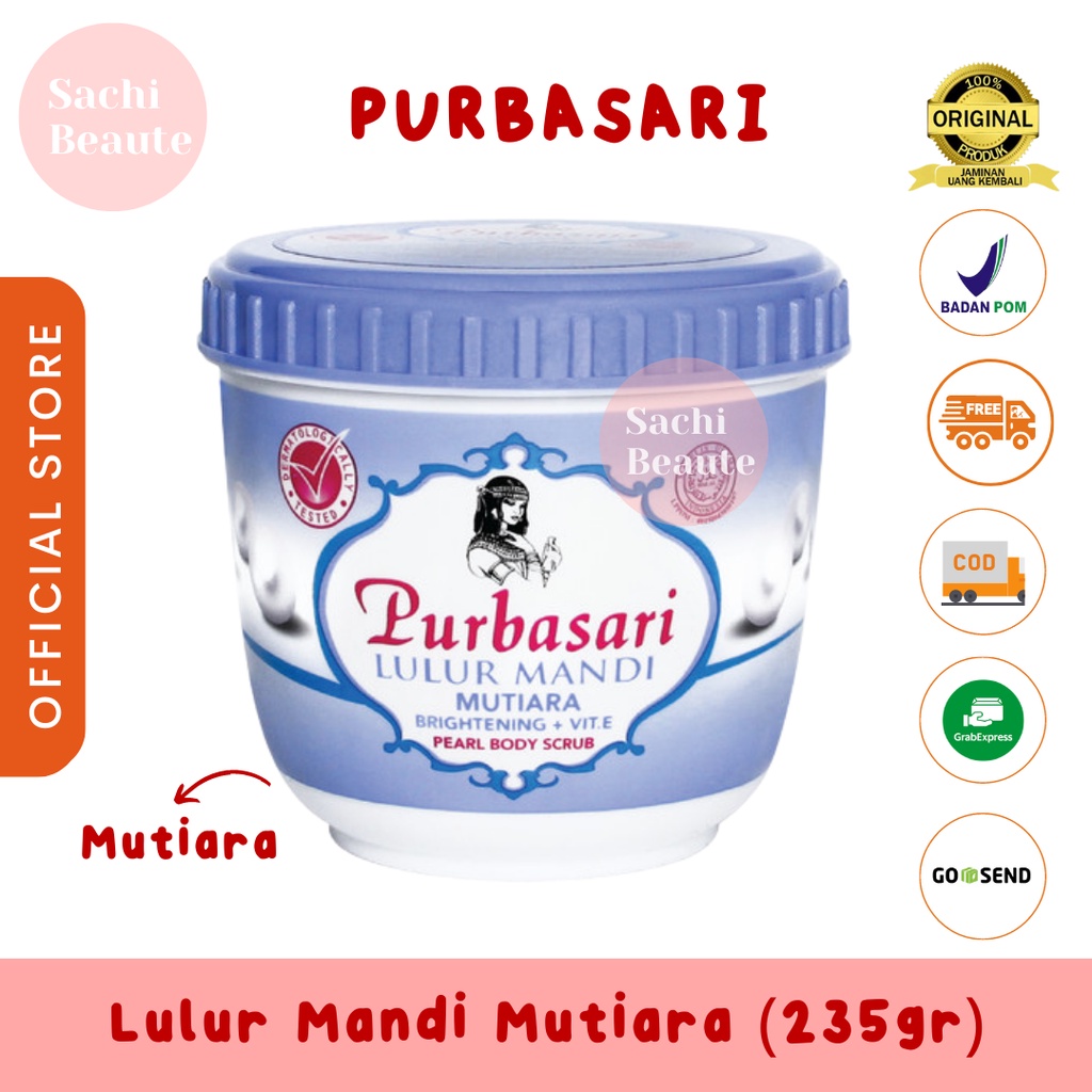 Purbasari Lulur Mandi Mutiara 235 gr Lulur Pemutih Melindungi Kulit dari Sinar Matahari