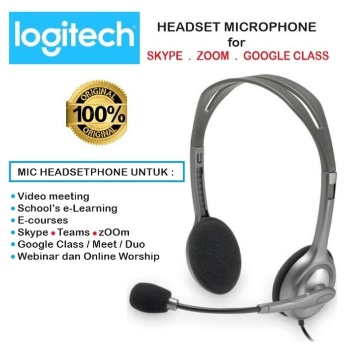 Mic Headphoneset Video Meeting zoom Online Teaching - Headset Logitech