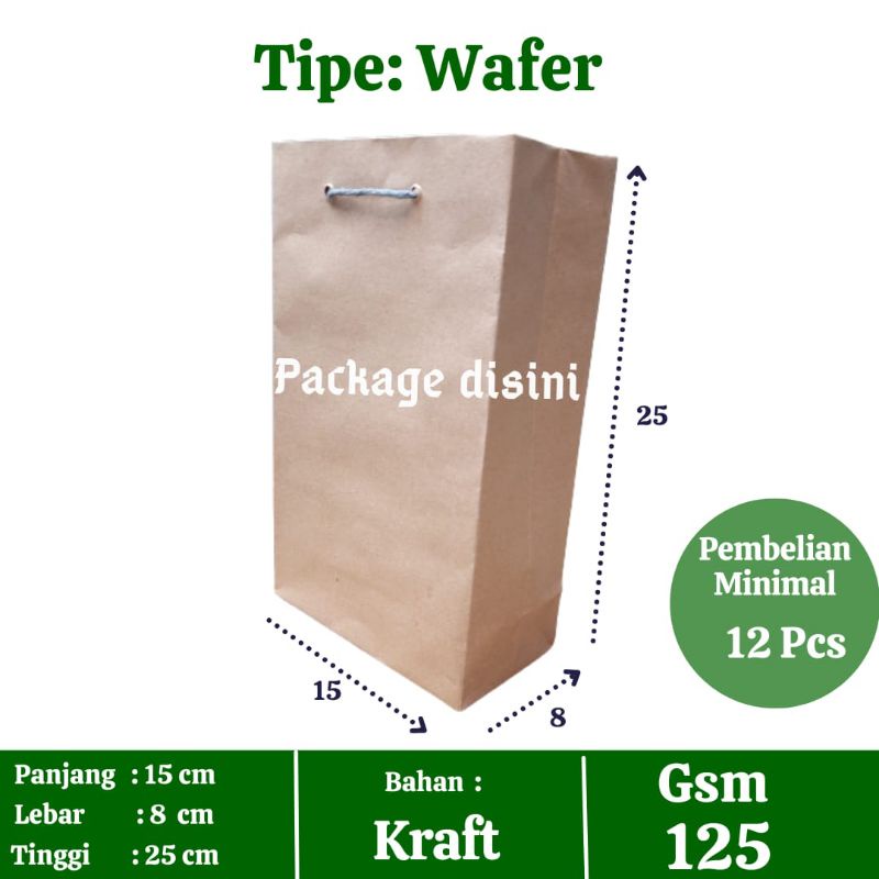 

Paper bag wafer tali sembur, tas kertas coklat polos, tas kertas souvenir