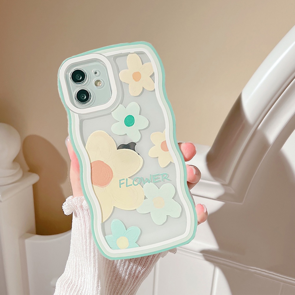 Casing Softcase TPU iPhone 11 14 12 13 Pro MAX 7 8 + 6s + XR 14 + XS MAX SE 2020 Shockproof Motif Bunga Ungu Putih