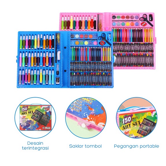 TBOSS Alat Tulis Set Crayon Set 150Pcs Pensil Warna Alat Lukis Crayon Set