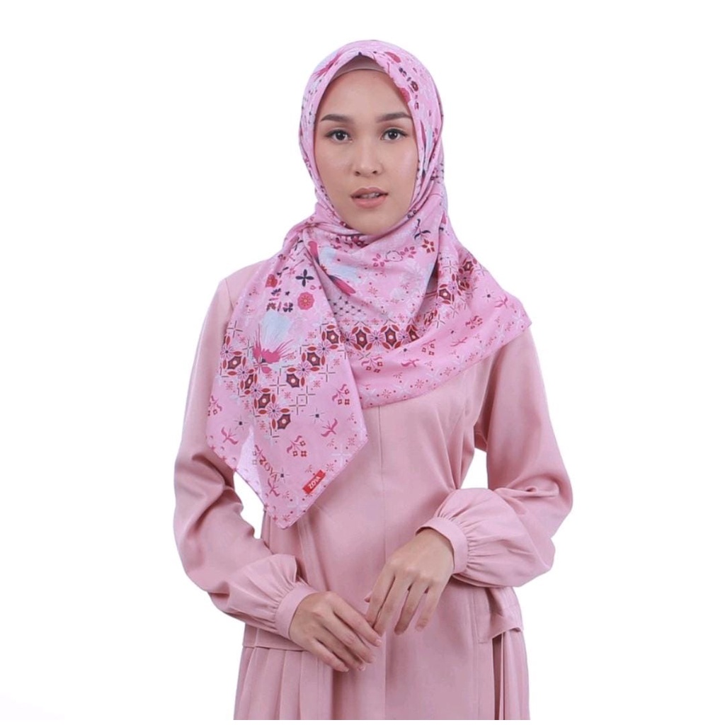 ZOYA Varinda Scarf Pink - Fashion Muslim Kerudung Jilbab Hijab Segi Empat Motif Bahan Voal Ukuran 11