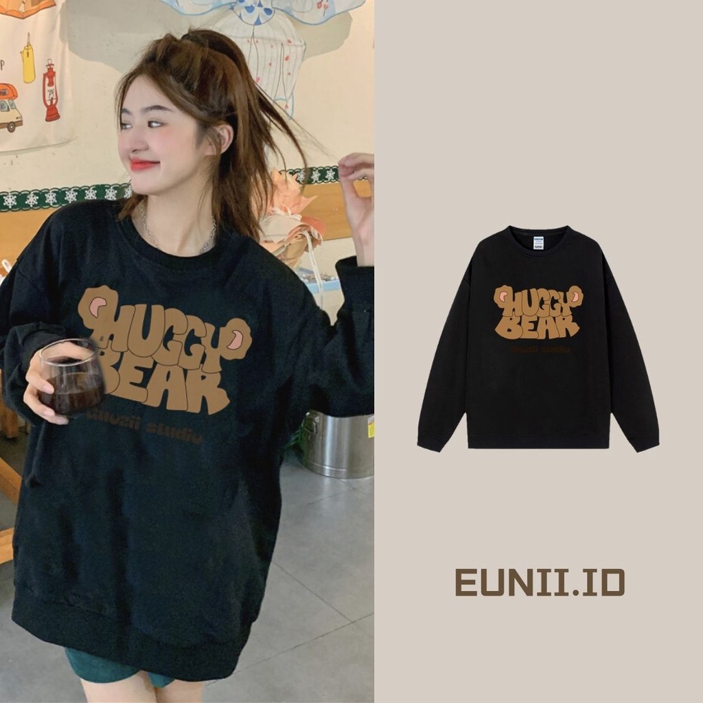 EUNII Sweater Lengan Panjang Korean Style/Hoodie Oversize/Baju Wanita/Switer Wanita