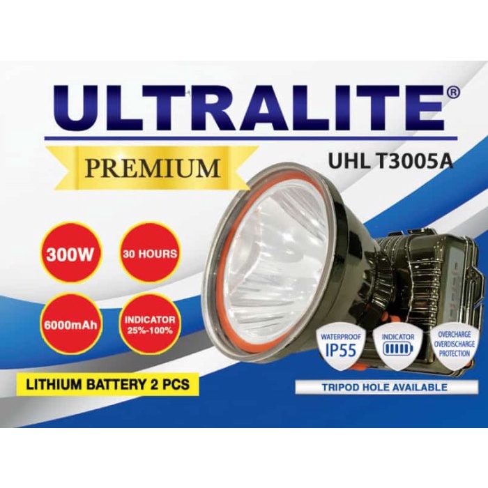 Senter Camping Senter Kepala / Head Lamp 300Watt Merk Ultralite Cahaya Putih