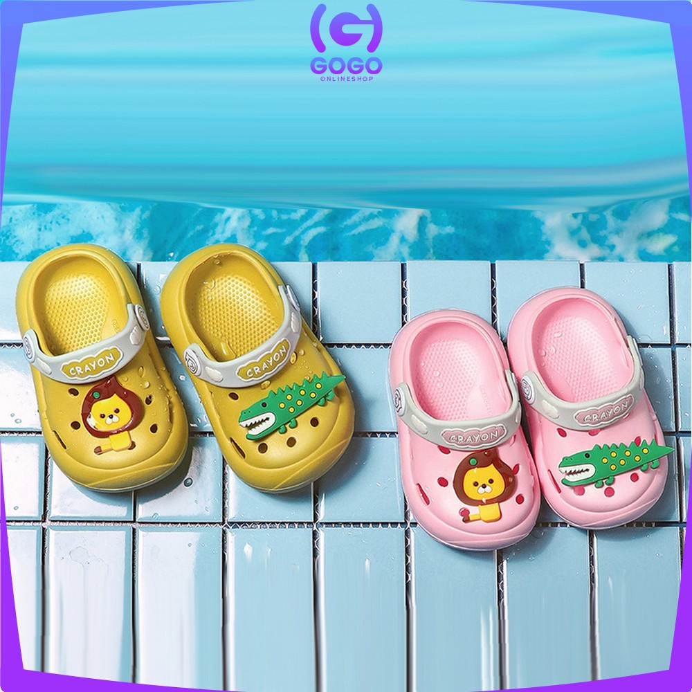 GOGO-S39 Sandal Sepatu Anak Dengan Tali Belakang Bahan EVA Motif Dinosaurus Lucu Anti Slip / Sendal Peach Waterpoof Import Cute Slipper Baby Gemoy