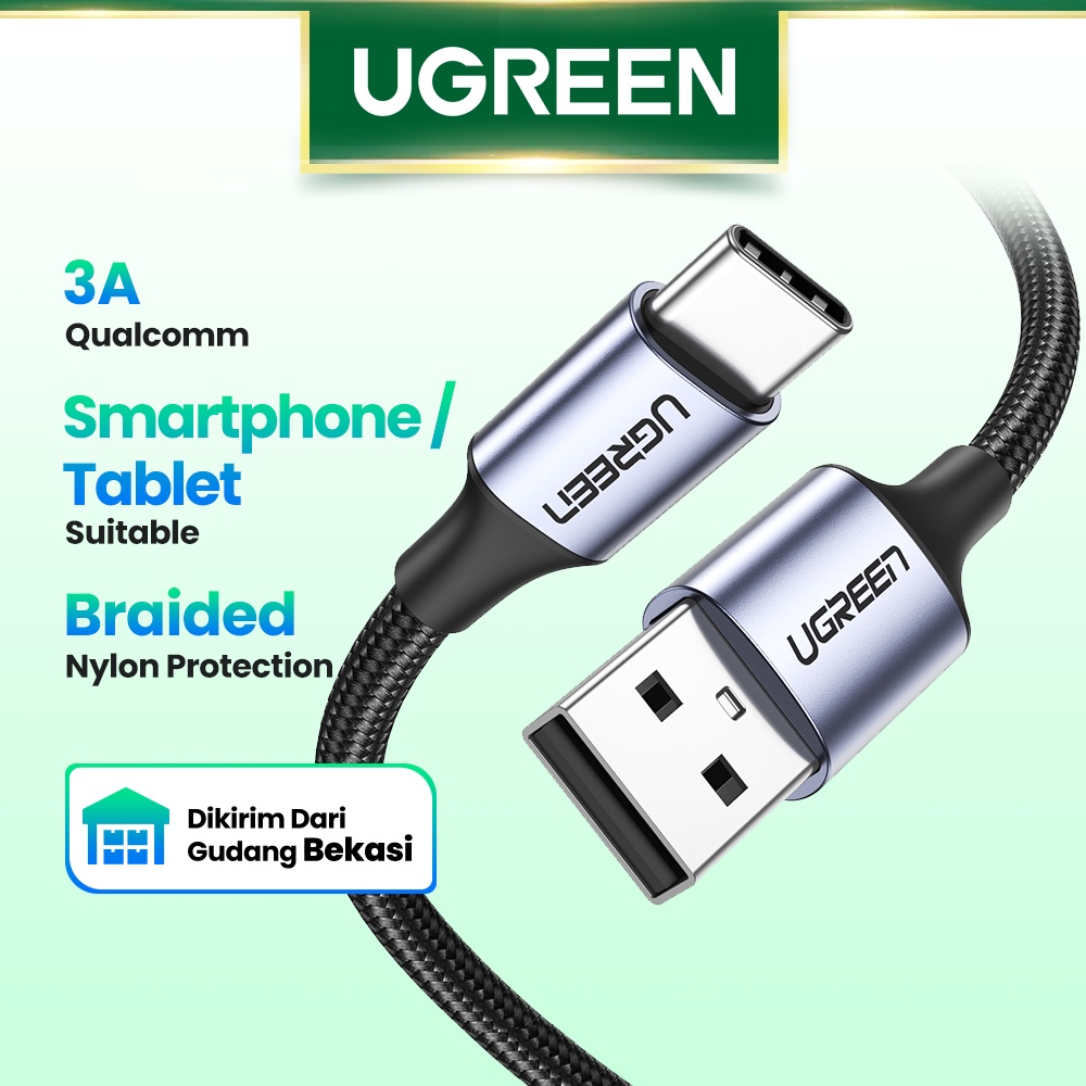 【Stok Produk di Indonesia】Ugreen Kabel Data Fast Charging 3a Tipe C 3m Bahan Nilon Untuk Samsung Galaxy S9 (60408)