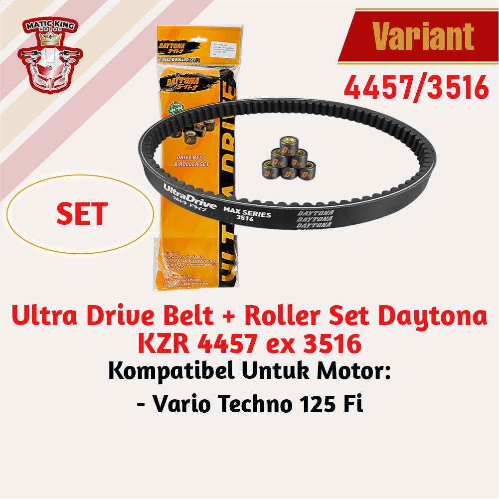 Vanbelt SET assy Vario Techno 125 CBS FI ESP Daytona Ultra Drive Belt+roller 4457 3516