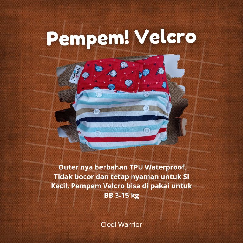 Clody Pempem Velcro termasuk insert litty bambu opok kain bayi cuci ulang