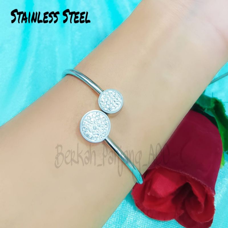 GELANG TITANIUM KESEHATAN BVL DIAMOND perhiasan super berkelas fashion korea anti karat dan anti luntur