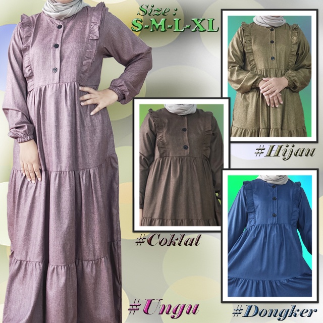Baju Gamis Dress Wanita Terbaru Polos Dewasa Remaja Atasan Syari Jumbo Pesta Kondangan Katun Rayon I