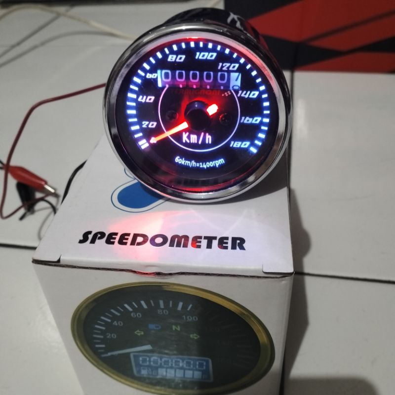 Speedometer Motor Led Indikator RPM Kilometer Analog cp crom Universal