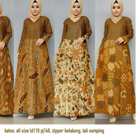 Batik Solo Gamis Duao Sogan All Size Batik Amanah Surakarta