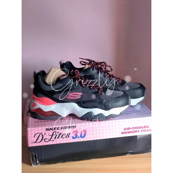 Sepatu Skechers D’Lites 3.0 Air Fantastic Vision Women BLack Hot Pink 149085/BKHP