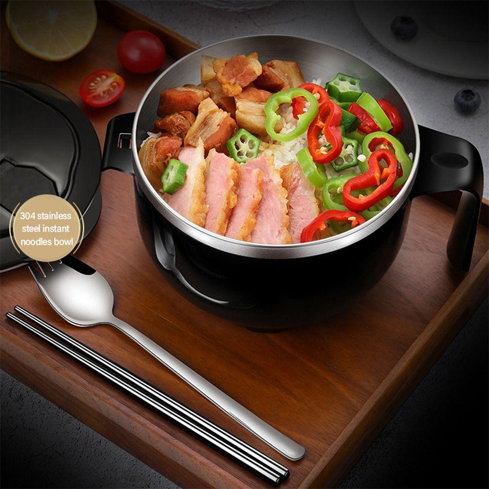 R-FLOWER Mangkok Mie Instan Portable304 Stainless Steel Untuk Anak Bento Box