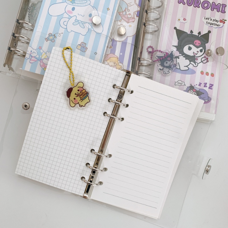 Sanrio A6 Ring Notes Lucu Journaling Loose Leaf Desain Anime Cinnamoroll Kawaii Lucu Untuk Stationery Sekolah / Kantor