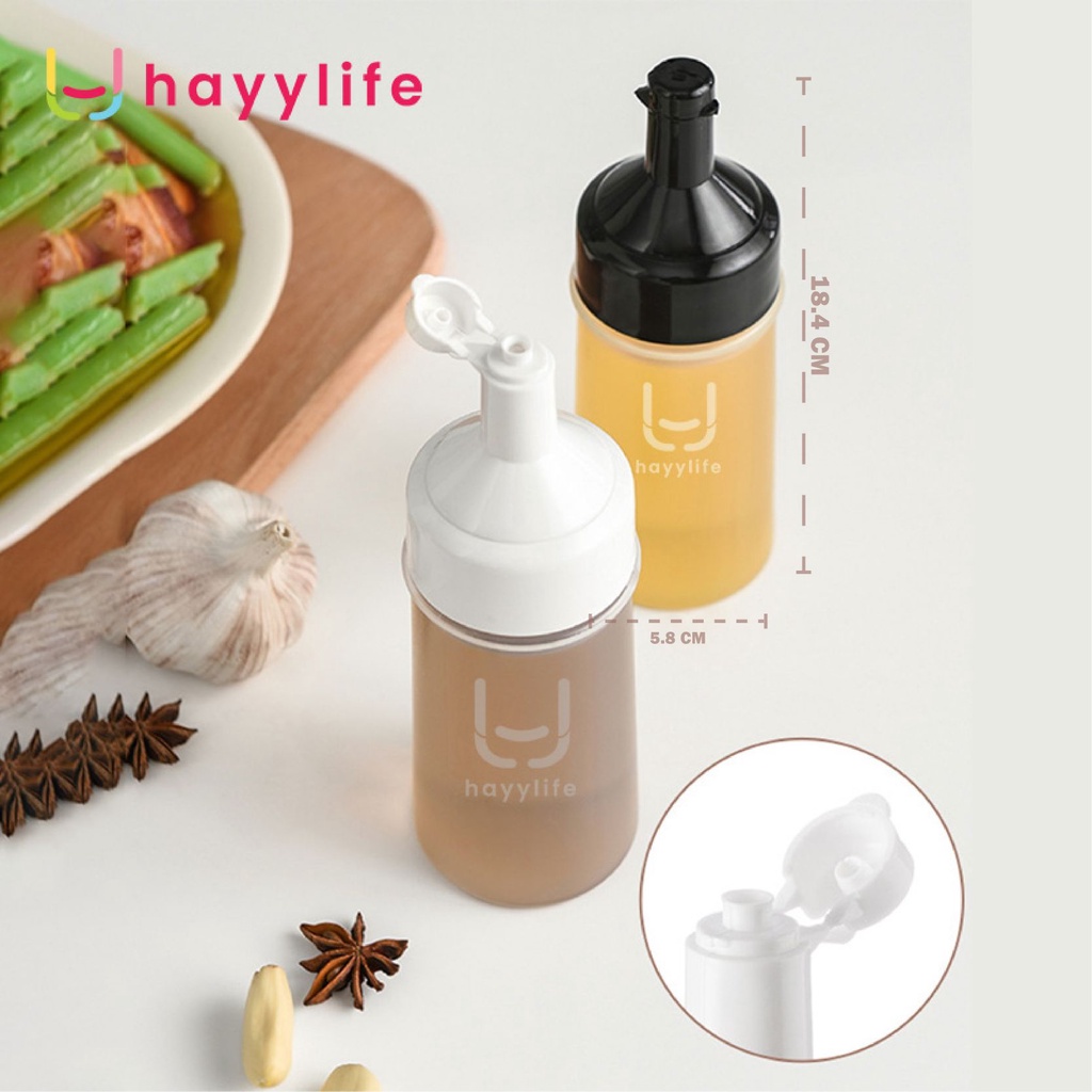 HAYYLIFE Sauce Bottle 250 ML - Botol Bumbu Botol Saos Kecap MInyak Plastik Bumbu Dapur Praktis HL-AB