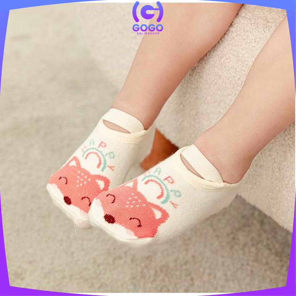 GOGO-P377 Kaos Kaki Dengan Ankle Strap Anak Bayi / Sepatu Kaus Kaki Anak Bayi Bahan Katun Anti Slip untuk Baby