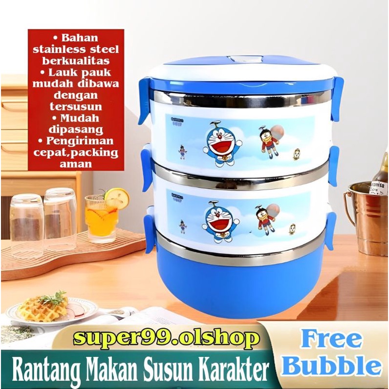 Rantang Susun Karakter Hellokitty Doraemon Minion ⭐ super99 ⭐