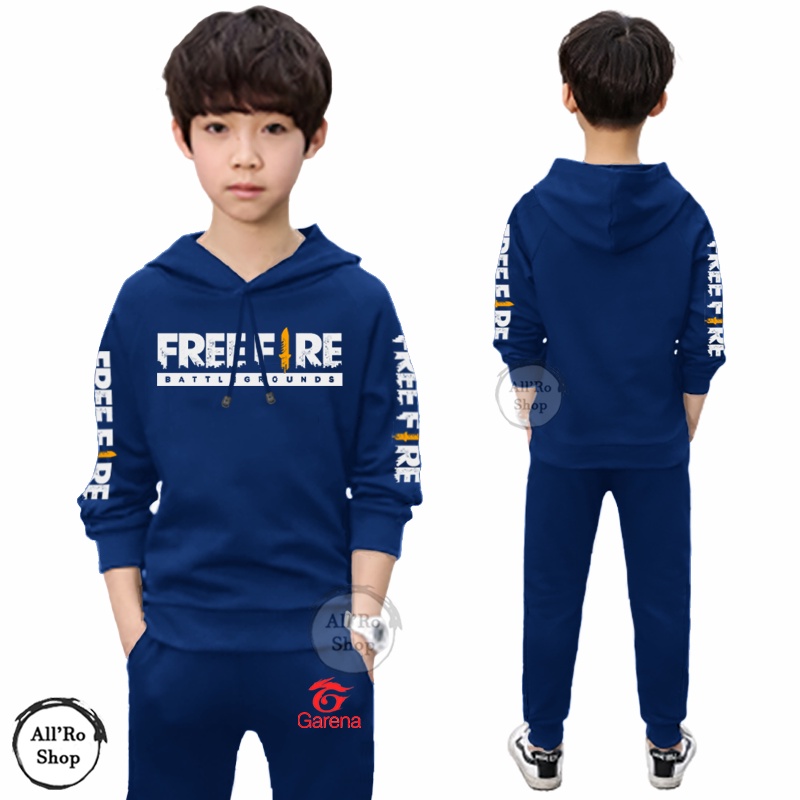 Baju Setelan Anak Remaja ABG UNISEX Stelan Olahraga Senam Bertudung Topi Setelan Hoodie Kupluk Motif FF EP EP FREE FIRE Booyah Usia 1 sampai 16 tahun ARS 54