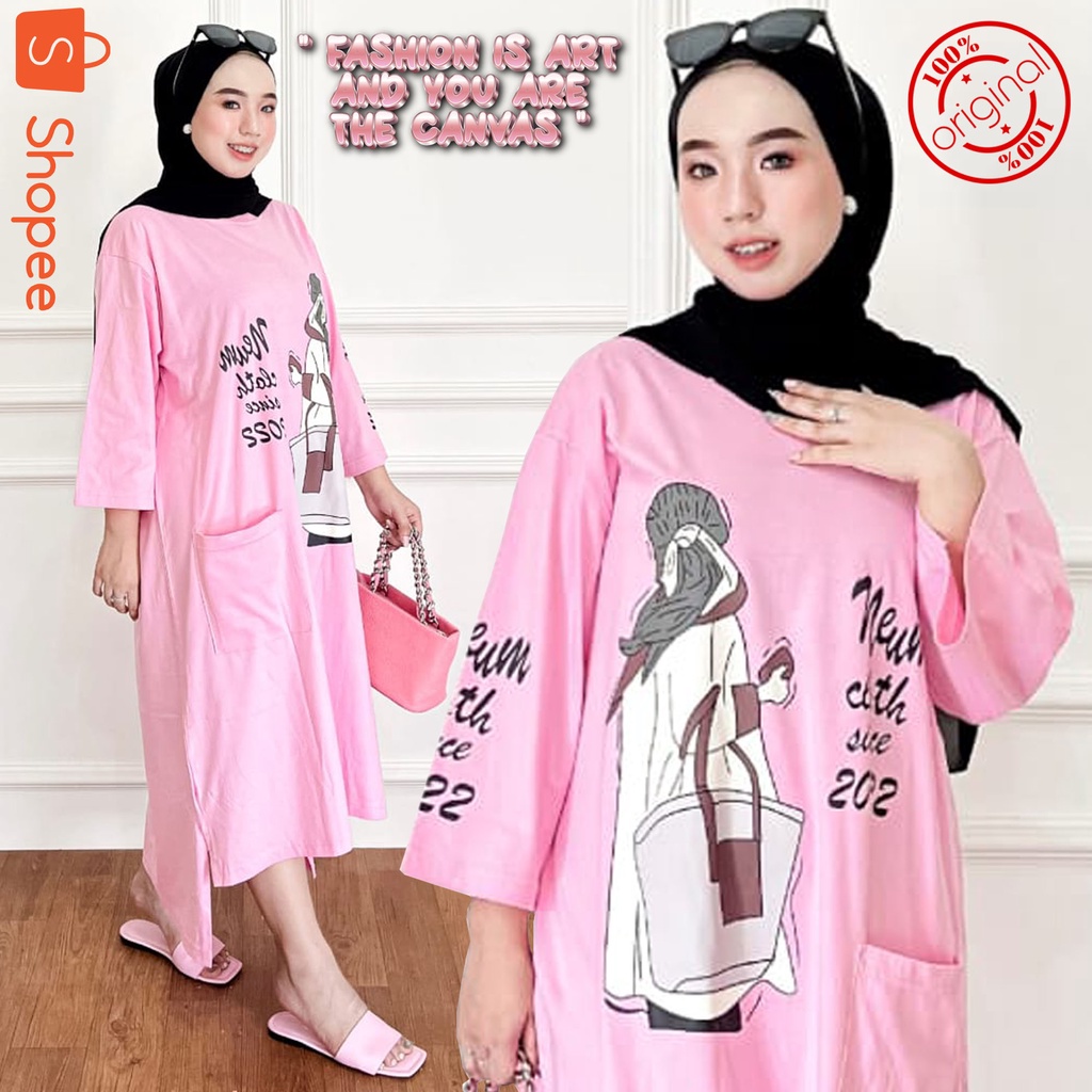 NEUM MUSLIM - LONG TUNIK KAOS NEUM ORIGINAL/TUNIK NEUM/TUNIK WANITA/TUNIK KAOS/PAKAIAN WANITA/DUSTY 