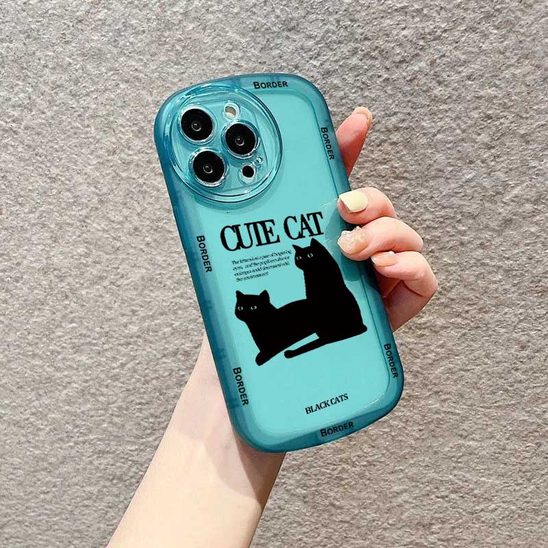 Case Pola Kucing Hitam Anti Jatuh Untuk IPhone 11 12 13 Pro MAX X XR XS MAX 6 6S 7 8 Plus SE 2020