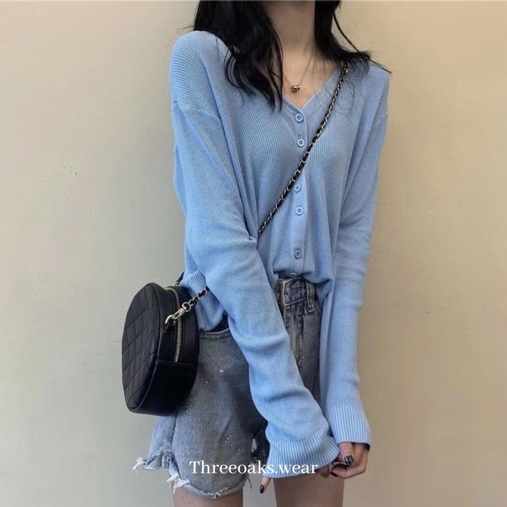 ALYSSAA CARDIGAN TOP - Atasan Kardigan Impor Premium Adem Nyaman Double Kancing Korean Style