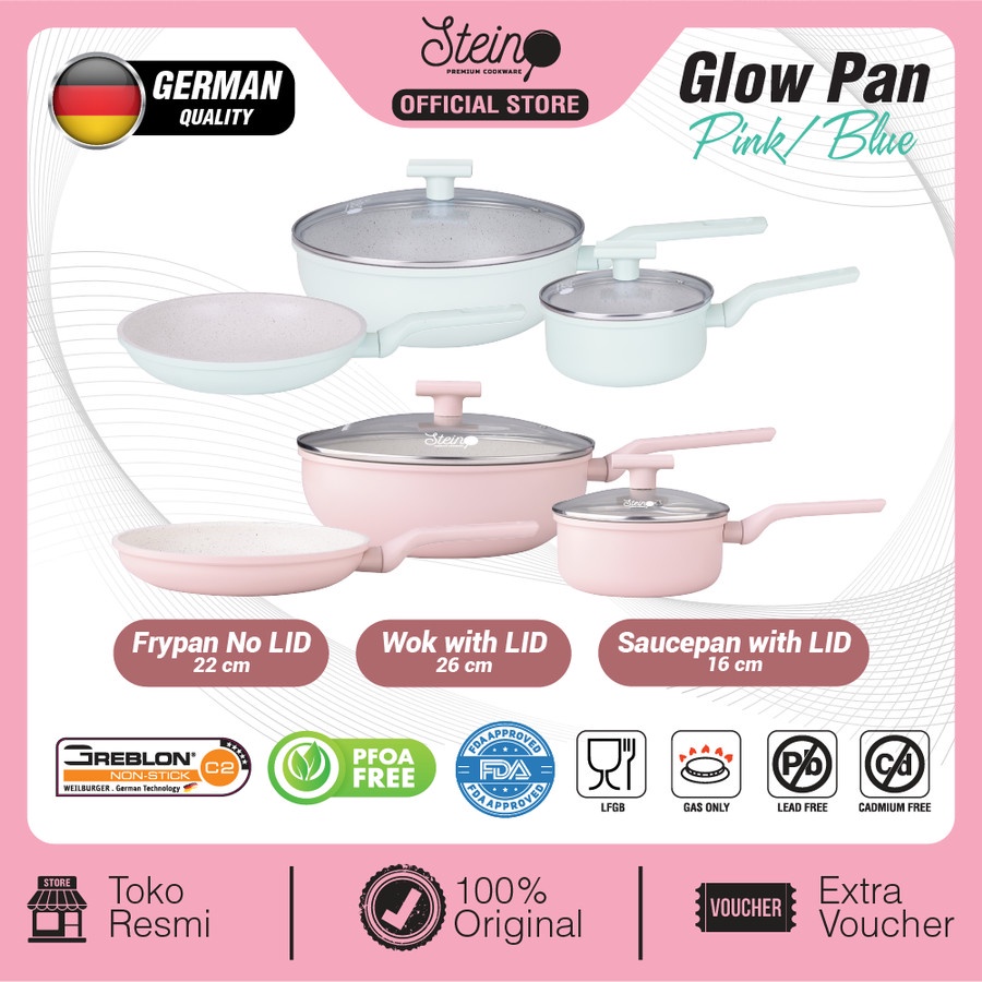 Jual Panci Steincookware Paket Glow Pan Series Set Panci Stein Granite Glow Wok Pan Frypan Sauce