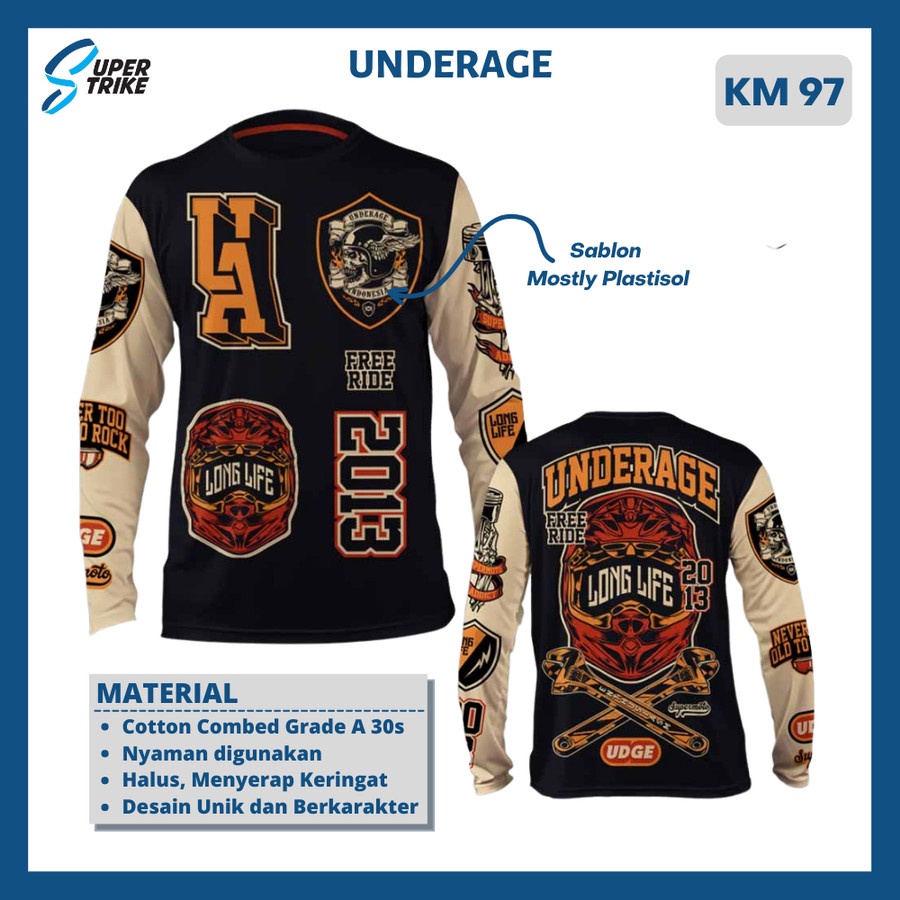Kaos Touring Pria Underage Legan Panjang KM 97