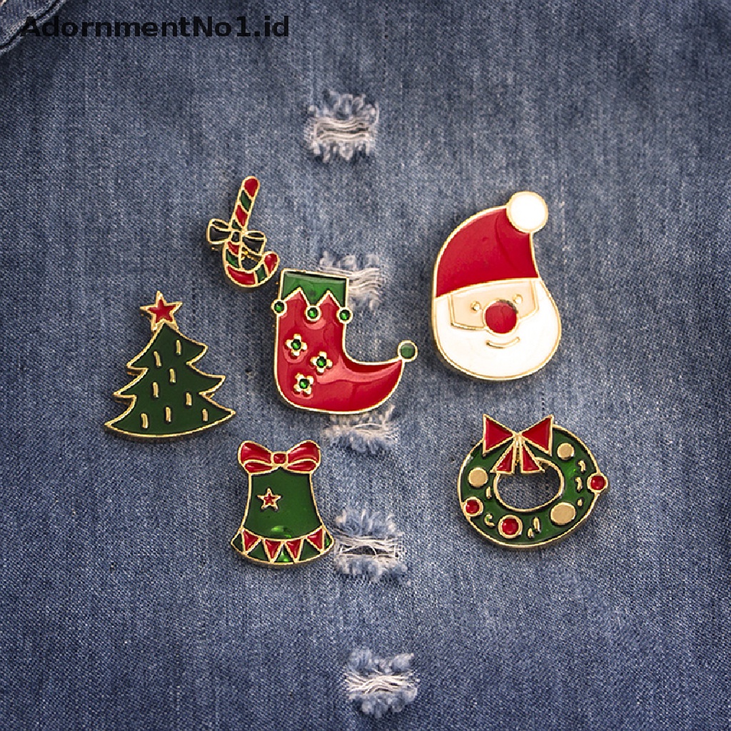 Bros Pin Enamel Desain Kartun Santa Claus Pohon Natal Lonceng No1 Untuk Hadiah