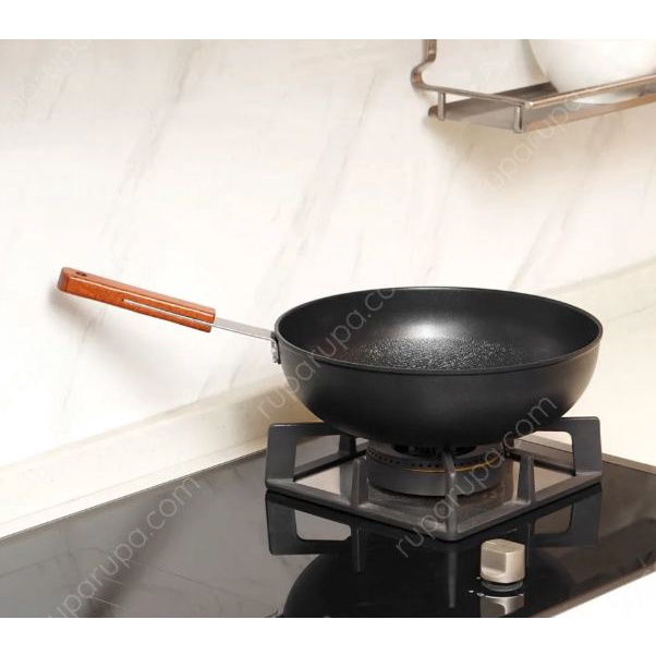 Krischef 28 Cm Wajan Curling - Hitam /WOK PAN 28CM CURLING BLACK