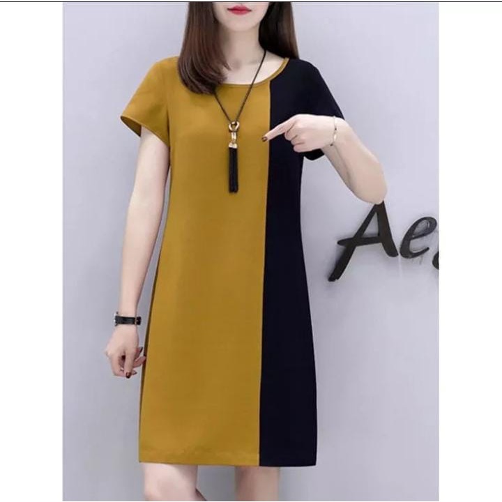 dress wanita pendek/dress wanita lengan pendek/dress wanita kombinasi/dress wanita terbaru/dress wan