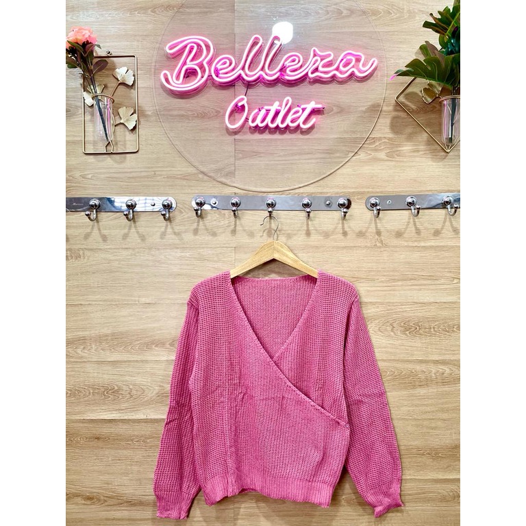 Belleza Outlet baju rajut Cardigan rajut atasan wanita Bunnie Crop