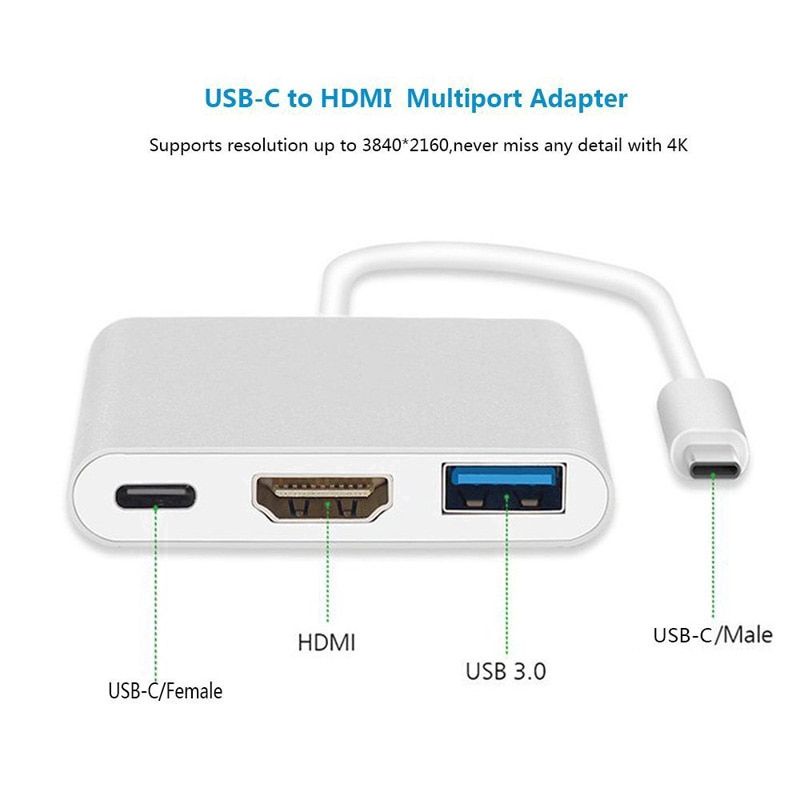 Mipanda Kabel Converter USB 3 In 1 Type C To HDMI - Type C - USB 3.0 4 IN 1 USB C Type C To HDMI 4K VGA USB3.0 Audio And Video Adapter With PD 87W Fast Charger Image 6