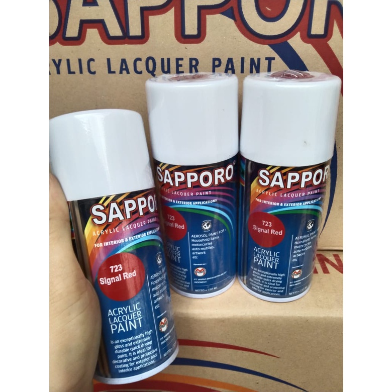 saporo acrylic lacquer paint pilok pilox cat spray sapporo 150ml saporo 723 signal red 150ml merah cabe merah ferari