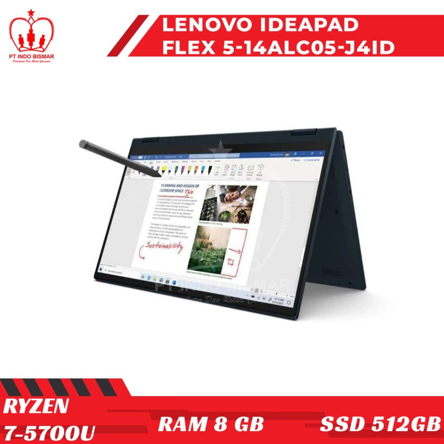 LAPTOP LENOVO IdeaPad Flex 5-14ALC05-J4ID AMD RYZEN 7-5700U 8GB/512GB