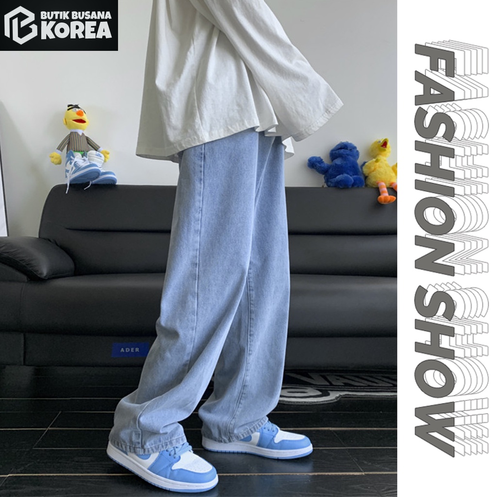 Celana jeans pria abu abu hitam celana pria straight jeans korean style pria celana panjang pria jeans
