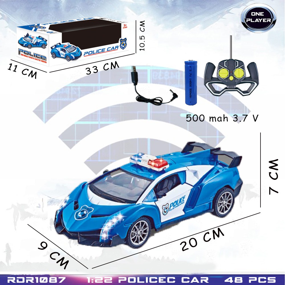 Biru RC Polisi Police Lamborghini Buka Pintu Mainan Anak Mobil Remote Control Radio Control Hobi Kol