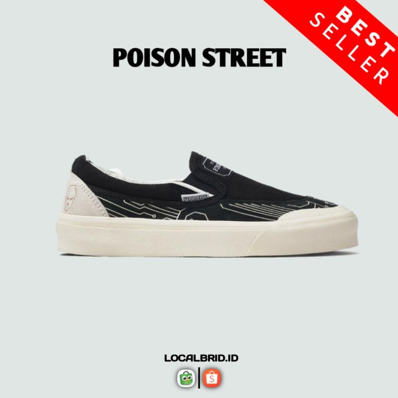 Poison Street Techno Slip On Black White