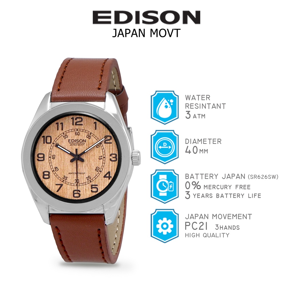 Jam Tangan Edison AR 251.2 EG Waterproof Japan Movement