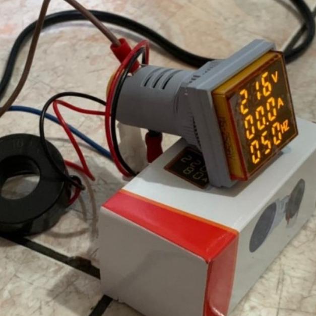 Digital AC voltmeter ampere meter frequency meter 3 in 1 - Putih
