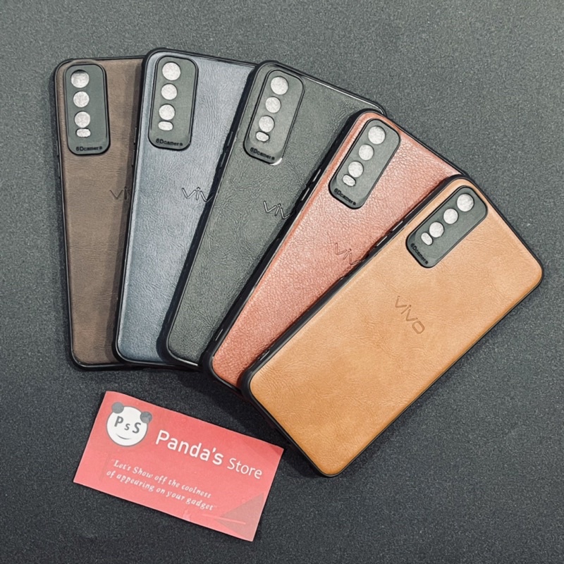 Leather Case Vivo Y20, Y12s, Y20s, Y20i Softcase Kulit Elegan Casing Slim Fit