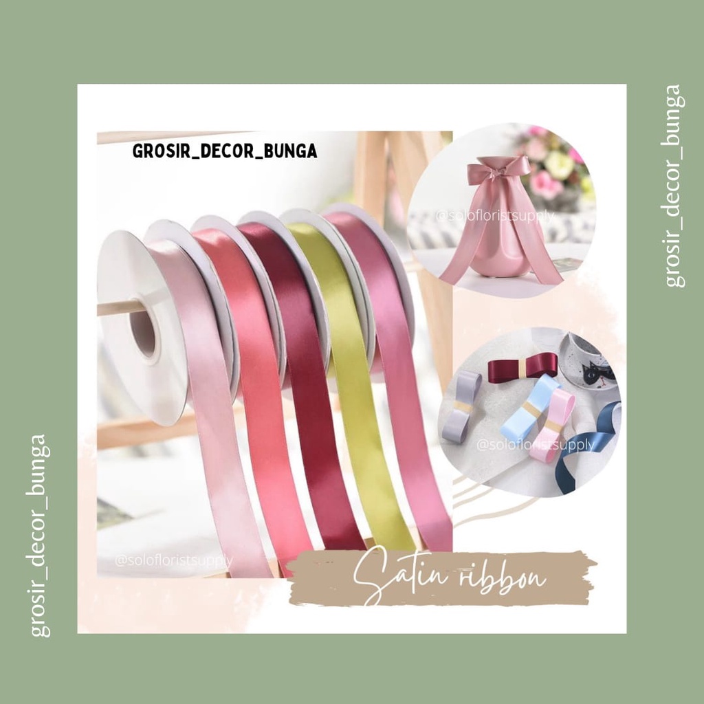 

[SW] PITA SATIN SEDANG LEBAR 2.5CM PREMIUM (ECER PER METER) PITA KADO GIFT BOUQUET BUNGA DEKORASI