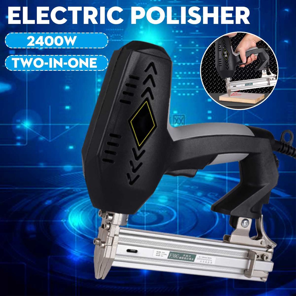 2 In 1 Paku Gun Framing Tacker Paku Listrik Staple Gun 220V 2400W 6 Kecepatan Alat Listrik Stapler Gun untuk Furniture